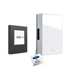 m-e KTF-120-A - Wired Doorbell Complete Set Includes Two-tone Chime Chime Transformer and Modern Bell Push Button with Automatic Lighting - For 1-3 Family Homes - House Bell Set