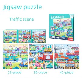 Children's Puzzle Magnetic Puzzle, 25-30-42 Pieces Traffic Children's Puzzle from 3 Years, Magnetic Puzzle, 3-in-1 Traffic Children's Puzzle Magnet, Magnetic Puzzle Children's Educational Toy,