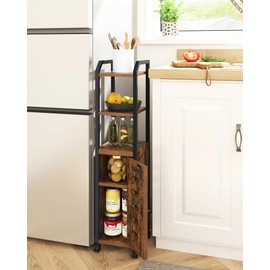 Hzuaneri Hzuaneri Bathroom Storage Cabinet - Toilet Paper Storage Cabinet, Small Toilet Paper Holder with 4 Wheels, Bathroom Organizer with Adjustable Shelf, for Small Spaces, Rustic Brown BC04601X