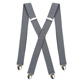 Pierrot Braces for Men Wide Made in Germany / France - Ultra Strong Elastic Band & 4 Extra Strong X-Clips - Adjustable Length up to 130 cm - Lifetime Guarantee, Grey Black Stripes