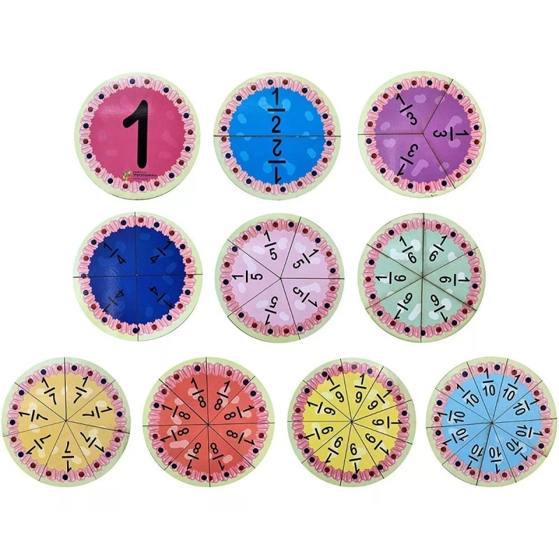 D. Imprehispanica Pastel De Fracciones Circulares Madera Matemático Didáctico