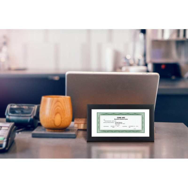 CORE ART 5x10 Business License Frame in Black, Professional Bank