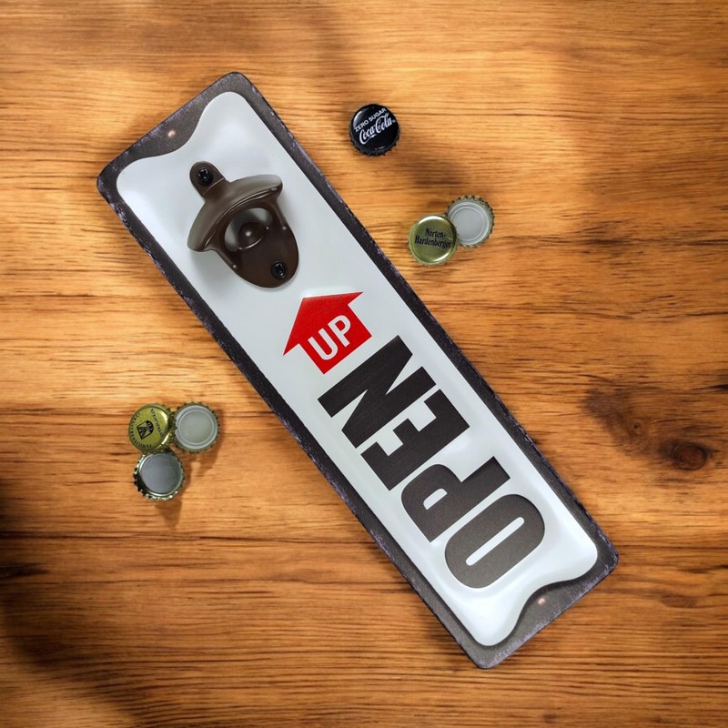 Retro Open Up Metal Wall Bottle Opener