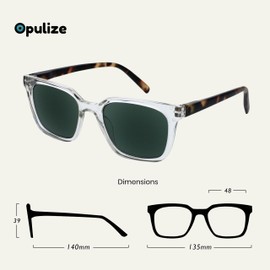Opulize KOI Sunglasses - Large Rectangular Frame - Tinted Lenses UV400 - Women Men Unisex - Spring Hinges - S50, clear