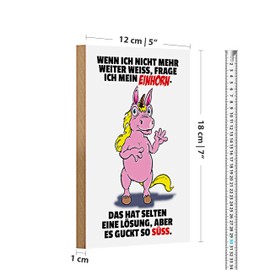 Einhorn Holzschild mit Spruch | Lustiges Geschenk für Freunde und Familie | Dekoration für Zuhause und Büro | 12 cm x 18 cm