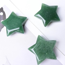 Wholesale Price Natural Healing Polished Crystal Carvings Green Aventurine & Black Agate Star for Energy Feng Shui Crystal GiftColor: Green Aventurine Star, Size: One Size