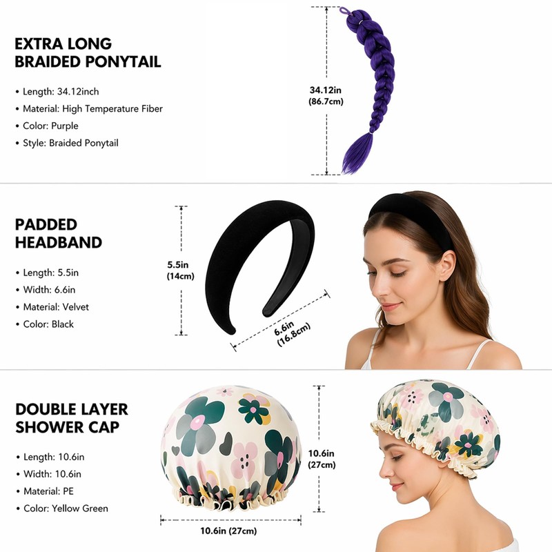 Purple Hair Extensions Set - Ponytail Hair Extension - Velvet