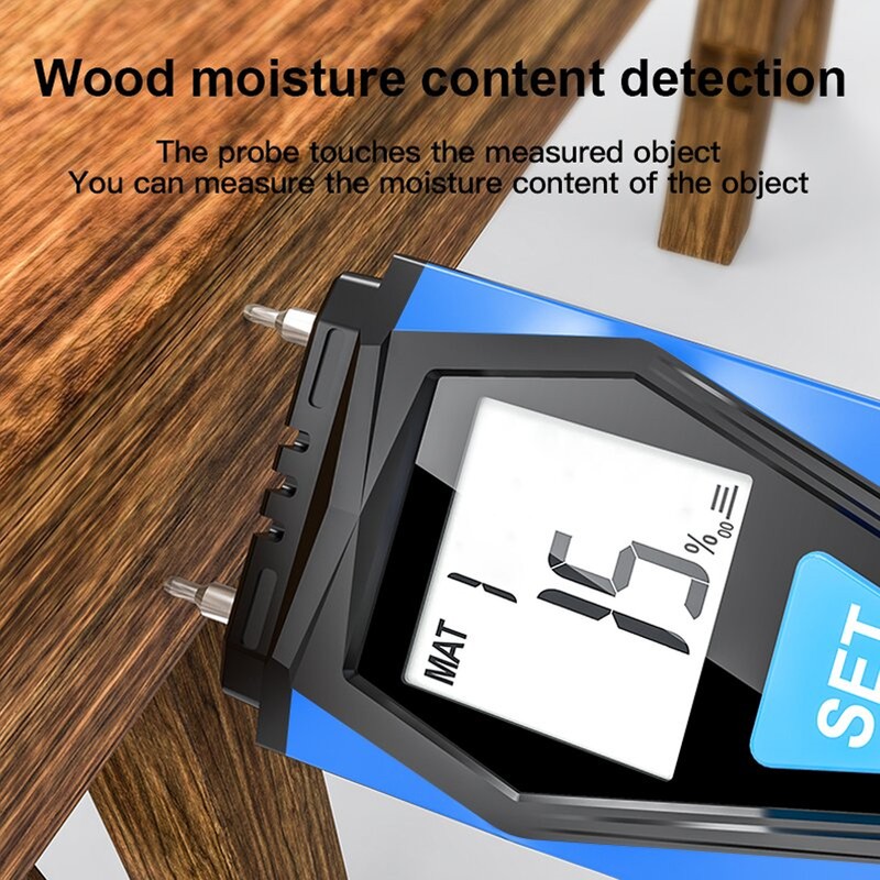 Handheld Moisture Meter LCD Display Digital Moisture Tester for Wood