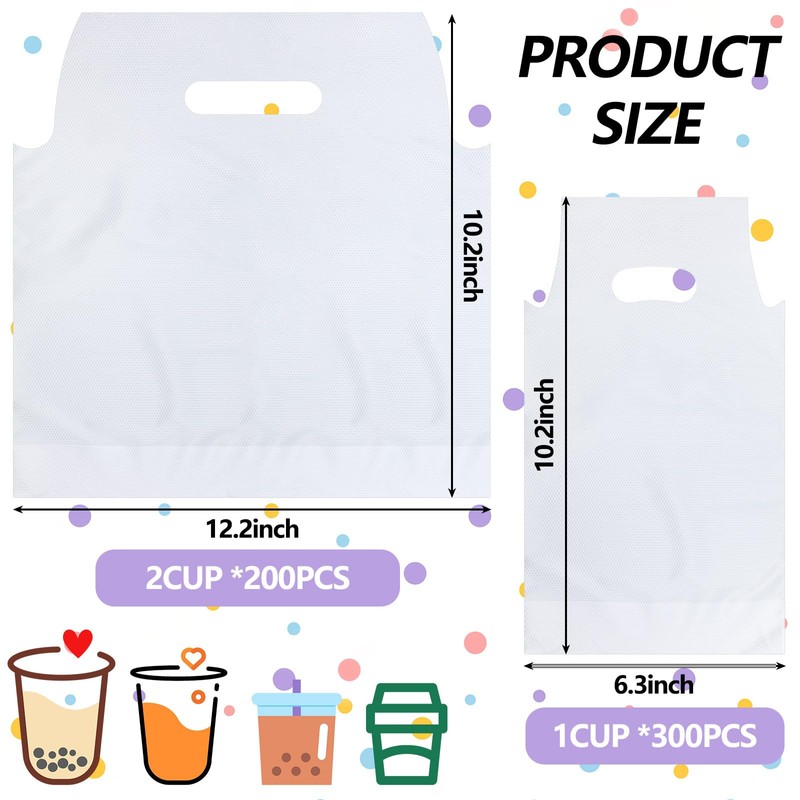 Tinlade 500 Pcs Clear Handle Drinking Poly Bags Bulk 2