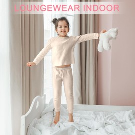 Silkfly 3 Sets 12M-12Y Kid Boys Girls Thermal Underwear Set Fleece Lined Long Winter Johns Base Layer Thermal Top and Bottom(Pink, Apricot, Yellow,9-10Y)