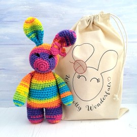 Crochet Kit - Complete Beginner Lollipop the Rainbow Bunny - Learn to Crochet