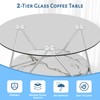 ASYA Round Coffee Table with Storage, 2-Tier Glass Coffee Table