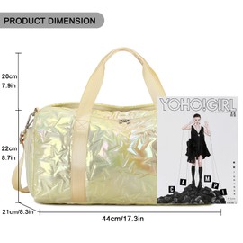 Forestfish Gym Bag With Shoes Compartment, Dance Bag Weekender Bags For Women Overnight Travel Lightweight Waterproof, Gold