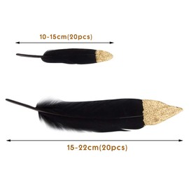 Vidillo Colourful Feathers, Pack of 40 Gold/Silver, Dipped, Natural, Red/Black