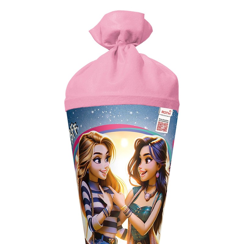 ROTH Motiv-Schultüte, Best Friends Forever, 70 cm, rund, Rot(h)-Spitze, Filzverschluss