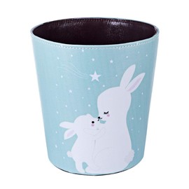 Scakbyer 10L/2.64 Gallon Trash Can, Decorative Waste Basket, PU Leather Waste Paper Basket, Waterproof Garbage Can for Bathroom, Bedroom, Office, Kitchen and Living Room - Mother Rabbit