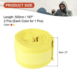 PATIKIL Boxing Hand Wraps, 1 Set 197 Inch Length Elastic Boxing Wraps Cotton Fist Mitts Wrist Straps Protection for Muay Thai Martial Arts Kickboxing Bandages, Red Yellow