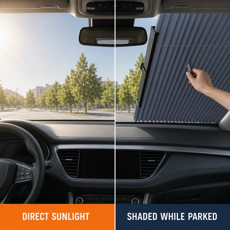C41083 70cm Retractable Car Windshield Sun Shade – Foldable Reflective