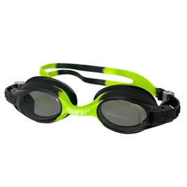 Maru Sprite Kids Swimming Goggles, UV Protection Swim Goggles, Quick Adjust Comfort Strap, Anti-Fog Dark-Tinted Clear Vision Swim Goggle Lenses, 3-14 years (Black/Green, Kids)