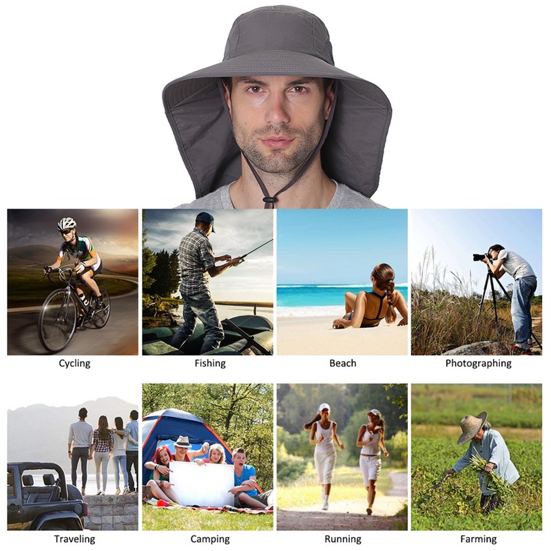 Fishing Cap Wide Brim Sun Hat with Neck Flap for