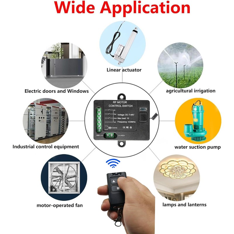 Forward Reverse Remote Control Switch,DC7V-48V 10A Switch,Linear Actuator 12V Remote
