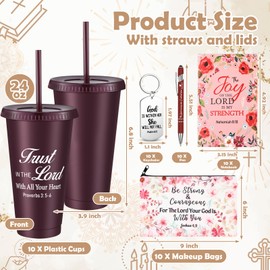 Funnymoom 50 Pcs Christian Gifts for Women Mother's Day Inspirational Religious Plastic Tumbler Bible Verse Makeup Bag Ballpoint Pens Keychains Church Spiritual Gifts for Faith Pastor's Wife Birthday