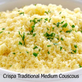 Crispa Traditional Medium Couscous - All Natural 100% Durum Wheat Semolina, Premium Quality Low Sodium Halal Delicious Taste Healthy - 32 Oz