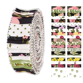Soimoi 40Pcs Floral Print Precut Fabrics Strips Roll Up 1.5x42inches Cotton Jelly Rolls for Quilting - Multicolor-KL