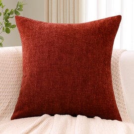 JOTOM Chenille Cushion Covers 50x50 cm Soft Rust Decorative Throw Pillow Covers 20x20 Inch Square Cushion Case Solid Pillowcases for Couch Sofa Living Room Bed Home Decor (Rust)