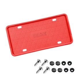 YALOK Silicone License Plate Frame with Drainage Holes, Universal US Car License Plate Bracket Holder. Rust-Proof, Rattle-Proof, Weather-Proof Car Accessories (Red/1PCS)