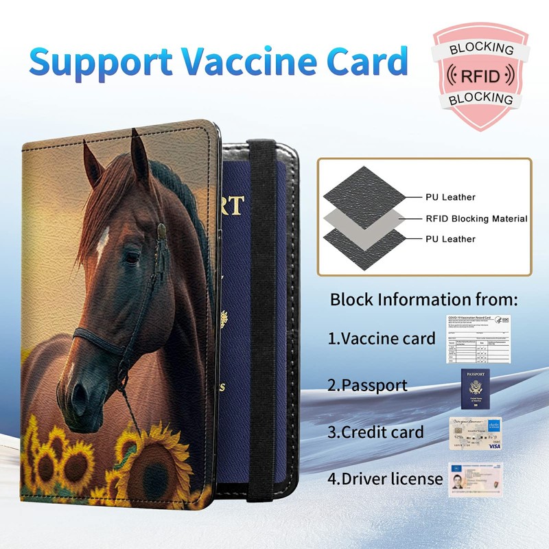 Passport and Vaccine Card Holder Combo, PU Leather RFID Blocking