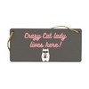 Wooden Hanging Sign - Crazy Cat Lady Lives Here! Funny and Purrfect fr Cat Lovers. Perfect Stocking Stuffer or Secret Santa Present.