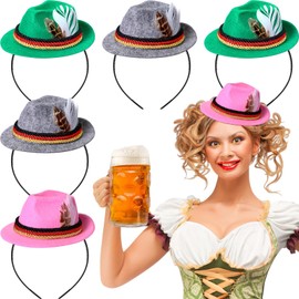 Thiccywoov 15 Pcs Oktoberfest German Hats Headbands Felt Retro German Mini Bavarian Head Piece for Women Beer Festival Costume