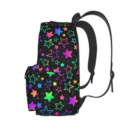 cfpolar 17 Inch Backpack Bright Neon Stars Laptop Bag Shoulder Bag School Bookbag Casual Daypack For Boys Girls