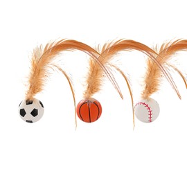 Bouncy Balls for Cats,3 Pack Feather Interactive Cat Ball,Cat Feather Toys,Cat Toy Kitten Teething Toys with Feathers for Cats Indoor and Outdoor Play Interaction