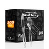 300 Count Heavy Duty Plastic Silverware, Heat Resistant Disposable Forks