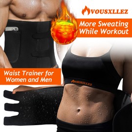 VOUSXLLEZ Bauchweggürtel Herren Damen, Waist Trainer Damen Verstellbar, Fitnessgürtel, Beschleunigender Schweißgürtel (Schwarz, L)