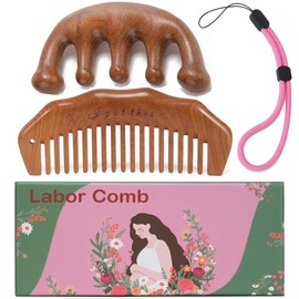 Moreinday Labor Comb with Wrist Strap and Massager, Birthing Comb for Labor