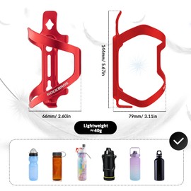 ROCKBROS Bottle Holder Bicycle Drink Bottle Holder Aluminium Alloy Strong Lightweight Approx. 40 g Universal for MTB Road Bike Folding Bike Red