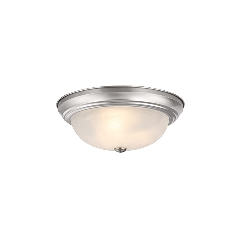 Aspen Creative 63024-09-1, 3-Light Flush Mount/Brushed Nickel Finish w/Alabaster Glass,