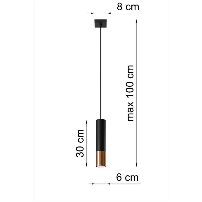 Sollux Loopez 1 Pendant Lamp Black Copper GU10 Dimmable 8