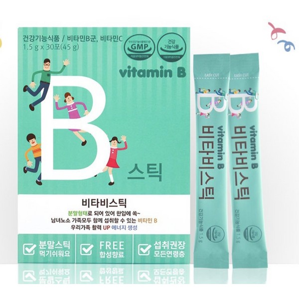 One-pack-a-day nutritional supplement for the whole family, 30 packets of Vitamin B Vitastic / 온가족 하루한포영양제 복합 비타민B 비타스틱 30포