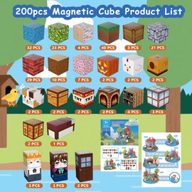 apyr aoma 200PCS Magnetic Building Blocks for Kids, STEM Educational Magnet Stacking Toys for Age 3-5 4-8 8-12, Sensory Play Montessori Toys for Boys and Girls, Creative Construction Forest River