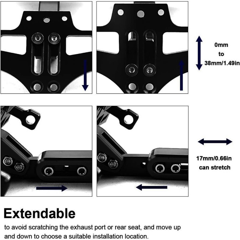 KEEPDSGN Black Motorcycle Fender Eliminator License Plate Holder Bracket LED