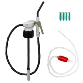 [LITE DELIGHT] Transfer Pump for Fuel, Water & More, 2.4 GPM, AA Battery Included, Squeeze Trigger Handle for Flow Control & Stop, Universal & VP Racing Can Adapters, 51” Hose, PLUS a Manual Siphon
