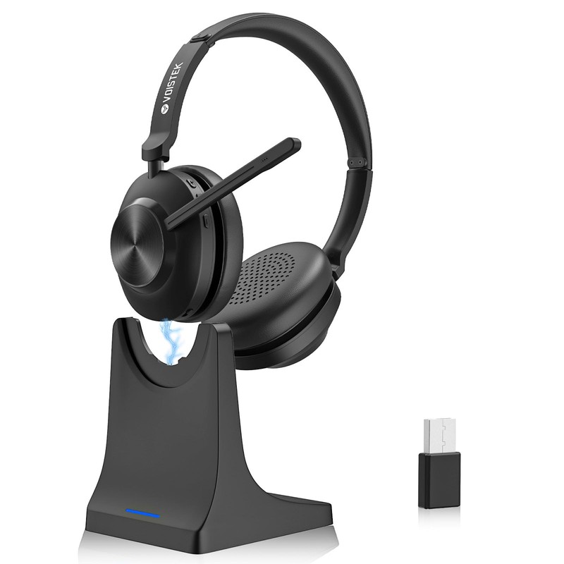Wireless Headset with Mic for Work, Wireless Computer Headset (Bluetooth+USB
