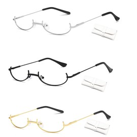 Gianrght No Lenses, Oval Half Rim, Underrim, Lower Frame, Half Frame, Glasses, Date Glasses, No Lenses, Half Frame, Gothic Lolita, Moe Glasses, One Size Fits All, Silver