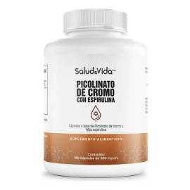 Picolinato De Cromo 1000mcg (125 Mcg Cromo Elemental) por cápsula - 180 Cápsulas - S&V - Oligoelemento Esencial - Sin Gluten y Sin OMG.