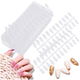 Kalevel 504pcs Nail Tips Clear Short Nails Transparent Nails Short Teardrop Shape Nail Feet Nail Practice Tips Natural Nail Tip Decoration DIY Decoration Solid Color Professional Scalp Beginner Nail