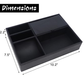 Zcaukya Men's Valet Tray, Jewelry Box Nightstand Organizer with 5 Compartments for Phone Keys Wallet Watch Glasses, Faux Leather Dresser Entryway Catchall Holder for Father's Day Gift (Black)